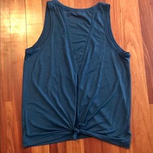 NWOT XL Blue Athletic Mesh Knot Back Tank Top